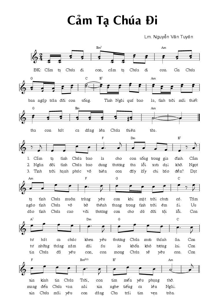 Sheet nhạc Cảm Tạ Chúa Đi